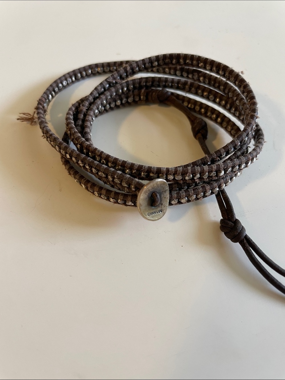 Chan Luu Brown sterling silver natural leather 5 Wrap Bracelet - Picture 4 of 5